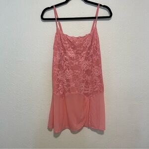 Victoria's Secret Pink Lace Slip Dress size L sheer sexy valentines day romantic